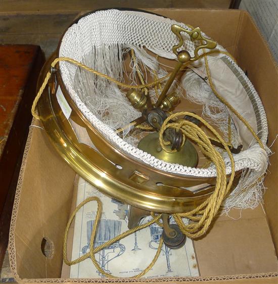 Edwardian brass rise and fall light fitting